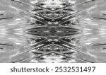 Abstract Reflective Symmetrical Closeup Silver Metallic Geometric Pattern Artistic Illuminated