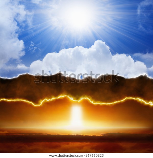 Abstract Religious Background Heaven Hell Good Stockfoto Redigera Nu