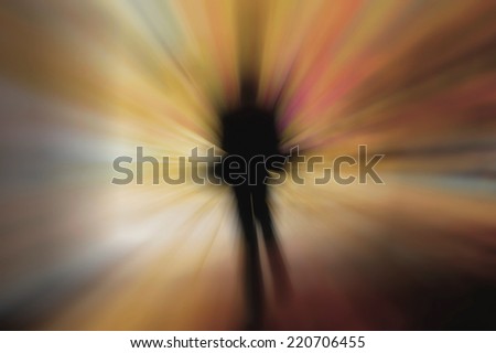 abstract representation of the afterlife with a man