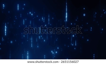 abstract representation of blue digital binary code raining down against a dark background. This design symbolizes technology, data flow, and futuristic concepts suitable for various digital projects.