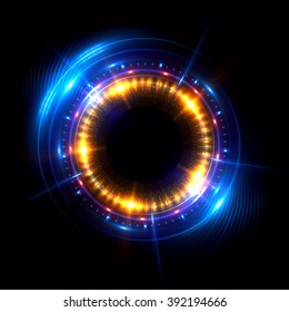 Abstract ring background with luminous swirling backdrop. Glowing spiral. The energy flow tunnel. shine round frame with light circles light effect. glowing cover. Space for your message. Jellyfish