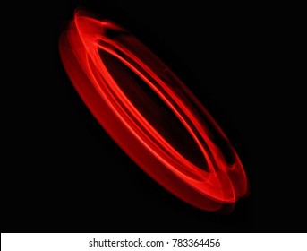 Abstract Ring Color Red LED Neon Light On Long Exposure Shot.