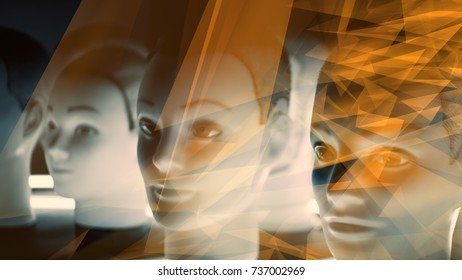 Abstract robot background, machine learning idea