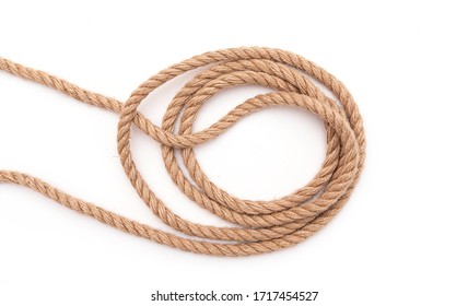 Abstract ropes, cables, hems isolated on white background, long panoramic picture