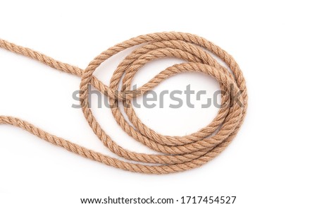 Abstract ropes, cables, hems isolated on white background, long panoramic picture