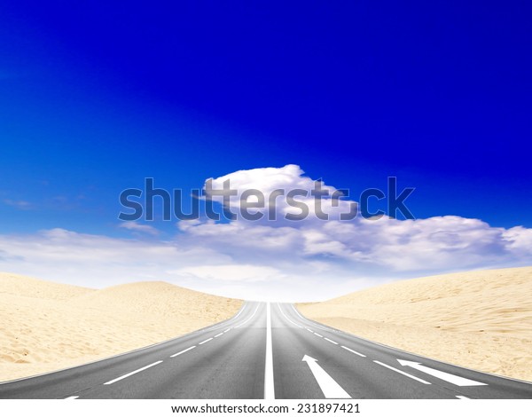 Abstract scene route in the\
desert