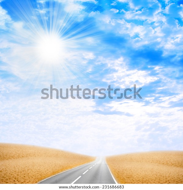 abstract scene route on the
desert