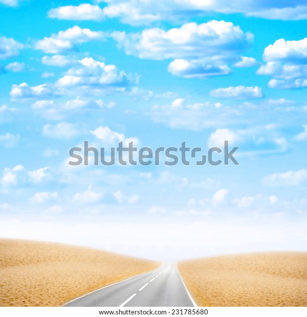 abstract scene sand desert\
and route