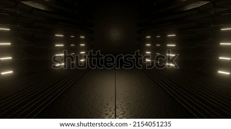Abstract Scifi Grungy Reflective Studio Room Spotlight Copper Background For Product Backgrounds Presentation 3D Rendering