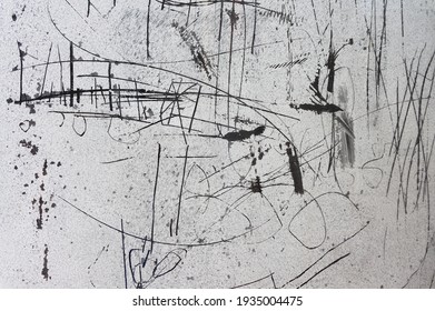 Abstract Scribble Behind A Shop Window That Was Painted White Because Of Bankruptcy