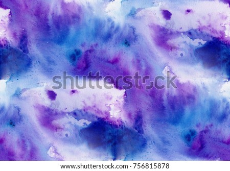 Abstract seamless watercolor background in  blue purple colors.