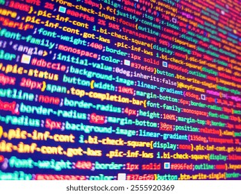 Abstract seamless zigzag pattern with waves in white, green, blue, lilac tones. Css with web development. Developer work. Demand for experienced programmers. Binary code. Technology display.