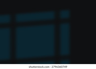 Abstract shadow patterns on dark surface. Window grid overlay. Geometric light shapes. Textured dark background. Moody atmosphere. Light and shadow play. Minimalist design. Interior effect. Dark backdrop.