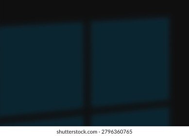 Abstract shadow patterns on dark surface. Window grid shadow overlay. Geometric shapes from light. Textured dark background. Light and shadow play. Mysterious atmosphere. Minimalist design element. Interior light effect. Dark backdrop with overlay.