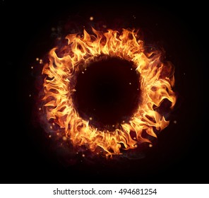 Abstract Shape Of Fire Circle Isolated On White Background