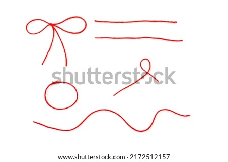 Abstract shapes by woolen red thread, rope isolated on white, top view	 Сток-фото © 