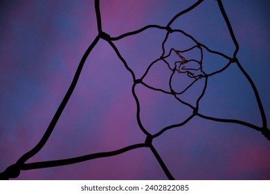 abstract shapes with a purple and blue sky (monument to the castellers in barcelona) - Powered by Shutterstock