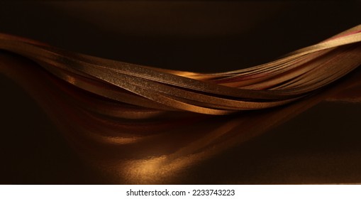 Abstract shine glow backgound. Gold (bronze) glitter wave on brown. - Shutterstock ID 2233743223