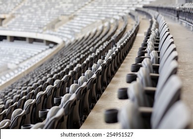 Abstract Shot Of Rows Of Seating In A Sports Stadium 