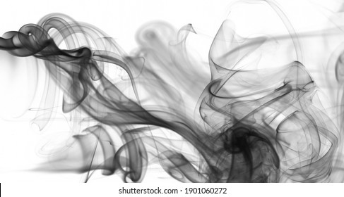 Abstract Silky Smoke Curles On White Backdrop. Clean Monochrome Wallpaper