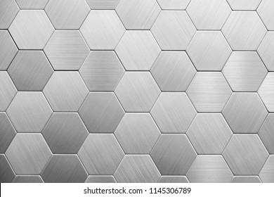 Abstract silver metal background. Geometric hexagons.