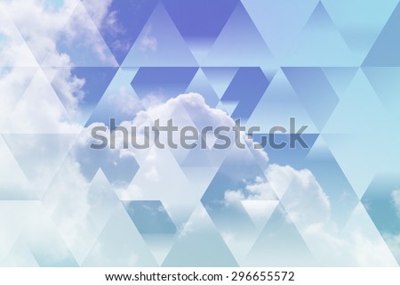 abstract sky geometric background, cumulus clouds. polygonal cloudscape backdrop. summer time