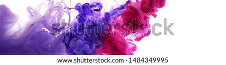 Abstract smoke white background.  Acrylic colors in water. Ink blot. Horizontal long poster, greeting cards, web site, banner, invitation