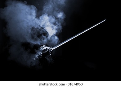 abstract smoky fighter with sword