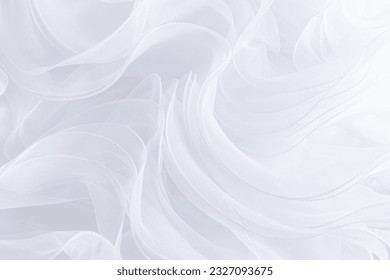 Abstract snow-white background of silk ruffles of white fabric. Delicate background. The concept of a wedding or wedding decor - Shutterstock ID 2327093675