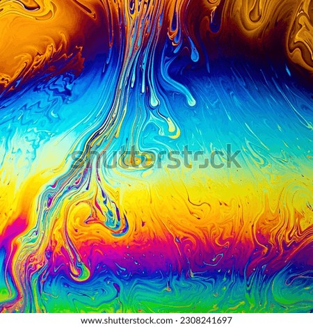 Abstract soap bubble with a background formed by light reflecting 