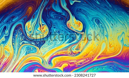 Abstract soap bubble with a background formed by light reflecting 