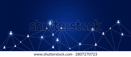 Abstract Social Network Connection Background with Glowing People Nodes and Communication Technology Vector
