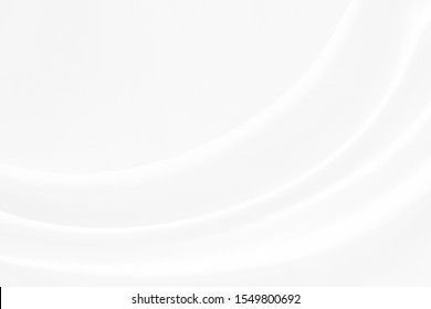 Abstract soft waves of white fabric   highlights future background. 3D illustration and rendering.