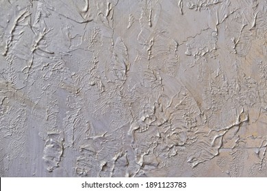 Abstract Solid Background Coating Putty With Pearlescent Paint Rough Wall Surface With Uneven Coating With Silver Gold Paint. Grain Noise Effect