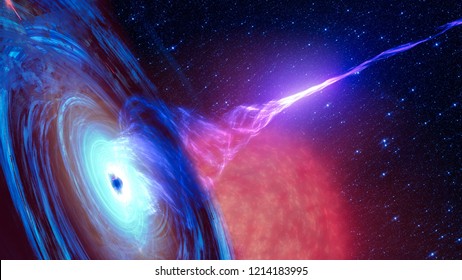 Abstract space wallpaper. Black hole with nebula over colorful stars and cloud fields in outer space. Elements of this image furnished by NASA. - Shutterstock ID 1214183995
