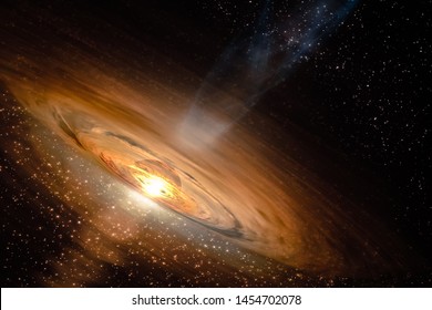 Abstract Space Wallpaper. Black Hole With Nebula Over Colorful Stars And Cloud Fields In Outer Space. Elements Of This Image Furnished By NASA.