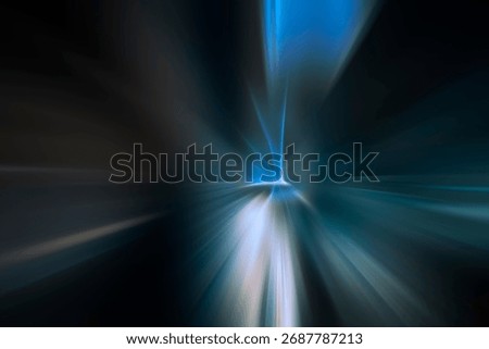 ABSTRACT SPEED BACKGROUND WITH BLACK GRADIENT AND BLUE LIGHT RAYS, BLURRY MOTION DESIGN, DARK PATTERN TEMPLATE WITH LIGHT BEAMS