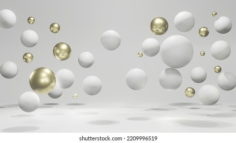 Abstract sphere 3d wallpaper background white and gold circle. Modern Geometric Wallpaper. Luxury Design