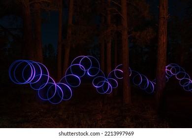 Abstract Spiral Light Painting At Night