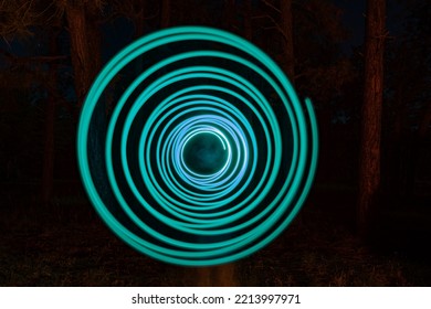 Abstract Spiral Light Painting At Night