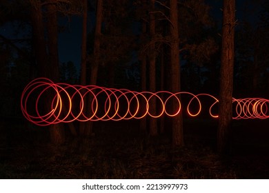 Abstract Spiral Light Painting At Night