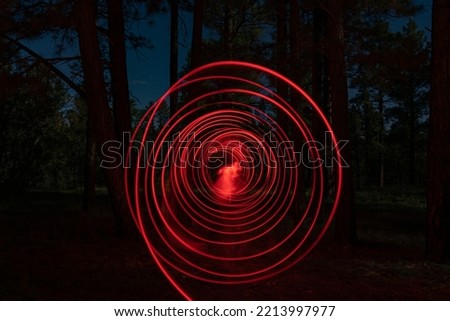 Abstract Spiral Light Painting at Night