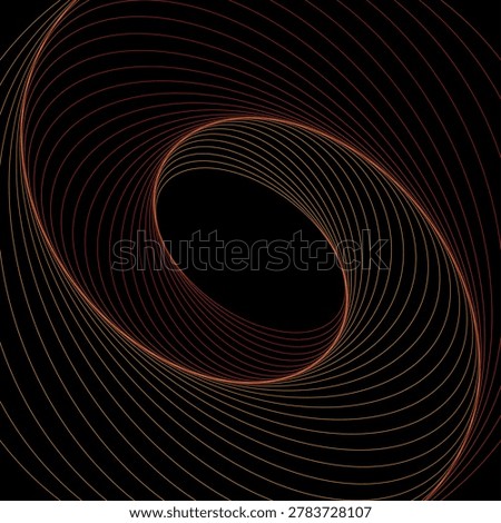 The abstract spiral vector designed in glowing orange lines on black background, The modern ratio graphic pattern of illustration art.