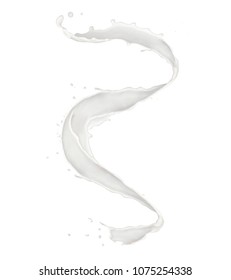 Abstract Splash Of Milk Isolated On White Background. High Resolution Texture