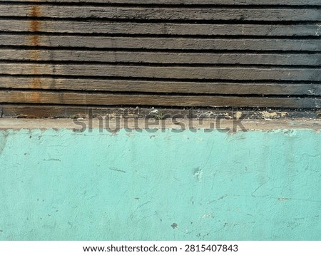 Abstract Split Background of Horizontal Linework and Distressed Green Concrete