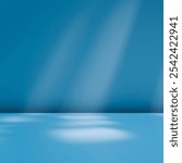 Abstract, square background with soft blue lighting and subtle shadows. Mock up for winter presentation, branding products, cosmetics and food.
