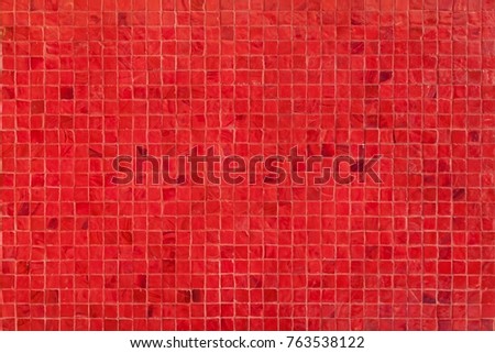 Abstract square mosaic tile red background 