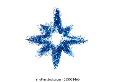 Abstract Star Of Blue Glitter Sparkle On White Background