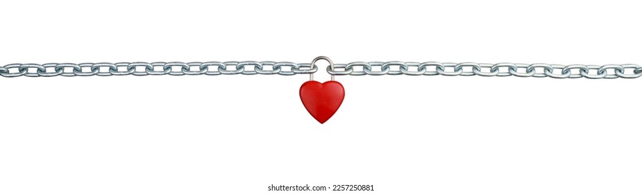 Abstract, straight front view red heart shaped lock, Symbol valentine, happy, unhappy, metal chain padlock. Material for creative idea love concept. Isolated on white, clipping path. Blank for text - Shutterstock ID 2257250881