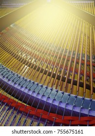 abstract strings inside piano